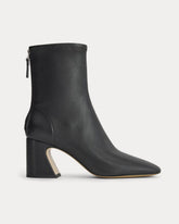 Leather Curved-Heel Boot | Black