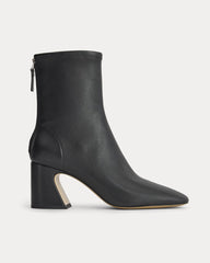 Leather Curved-Heel Boot | Black