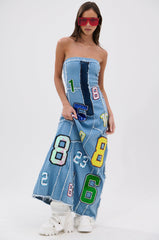 ABC 123 DENIM MAXI DRESS