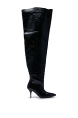 AZALEA WANG HALINA BLACK CROC STILETTO BOOT