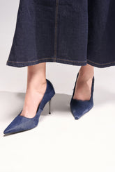 AZALEA WANG ROSEE NAVY PONY HAIR PUMP