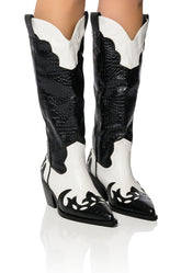 AZALEA WANG SALLY WESTERN BOOTIE IN BLACK WHITE