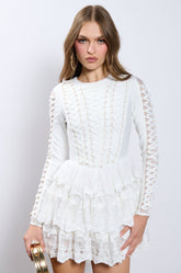 CHIC AF LACE AND BANDAGE LAYERED MINI DRESS