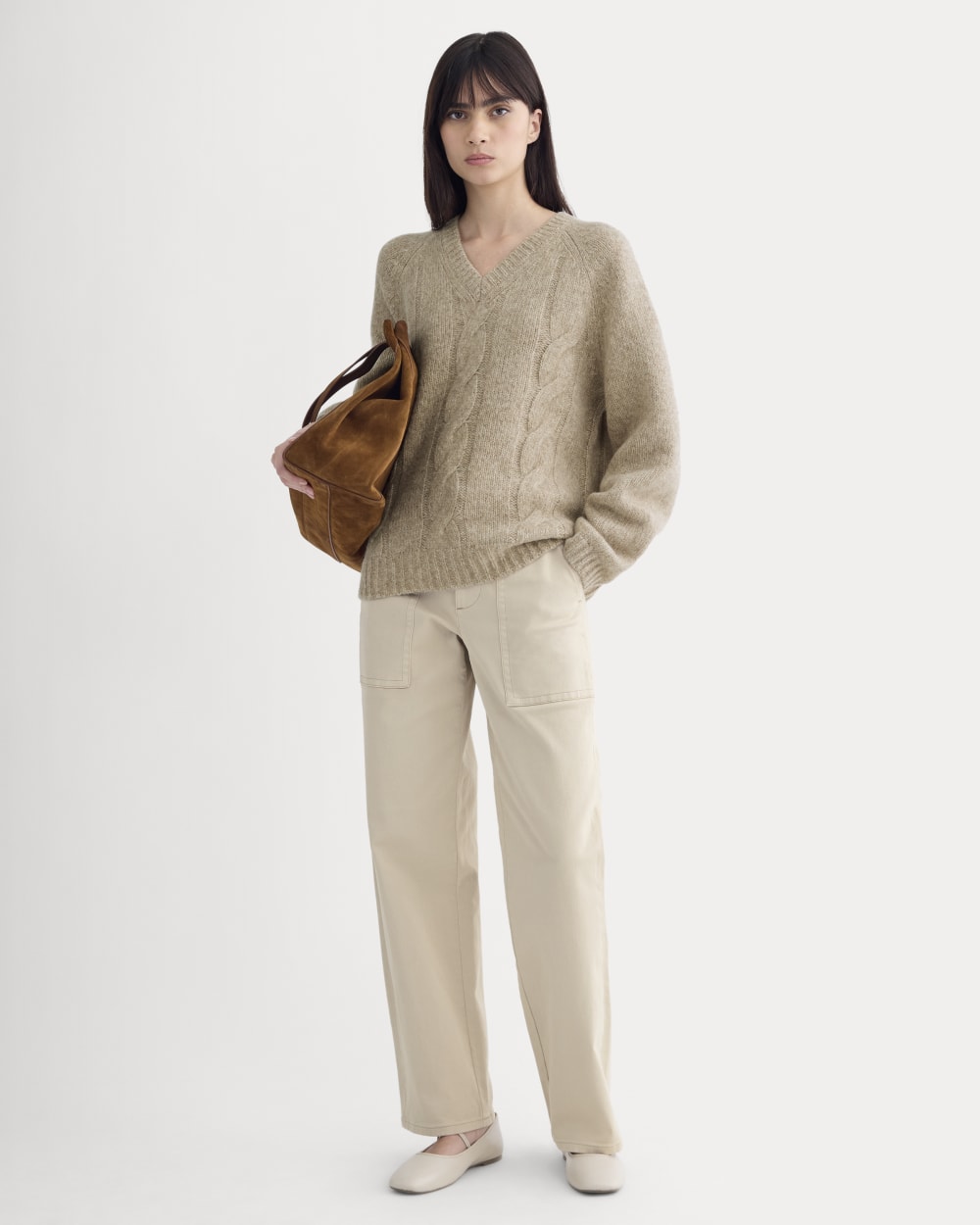 Cloud Cable V-Neck Sweater | Heathered Oatmeal