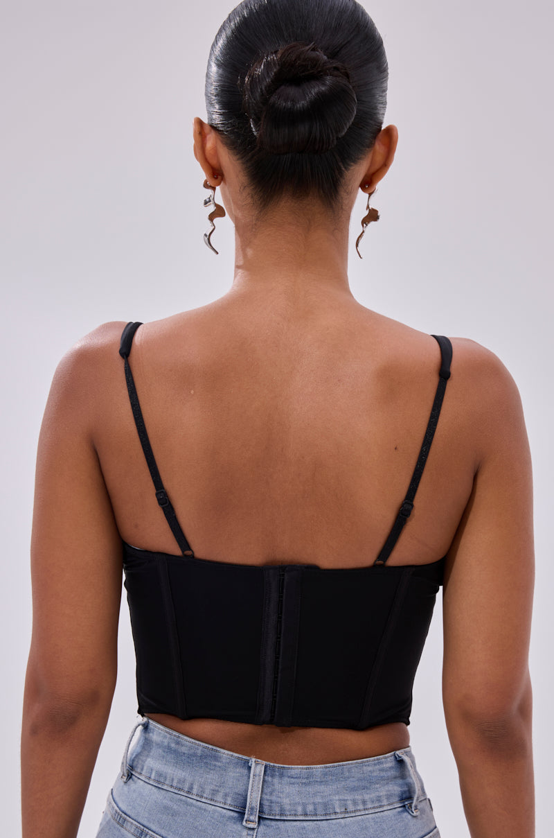 FREE SPIRIT SLEEVELESS CORSET TOP IN BLACK