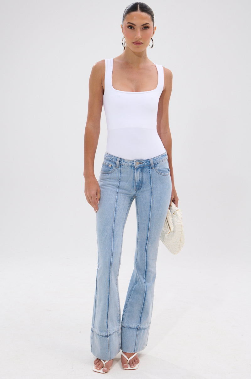 NEW STANDARD SQUARE NECK SLEEVELESS BODYSUIT IN WHITE