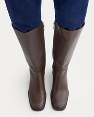Leather Knee-High City Boot | Deep Brown