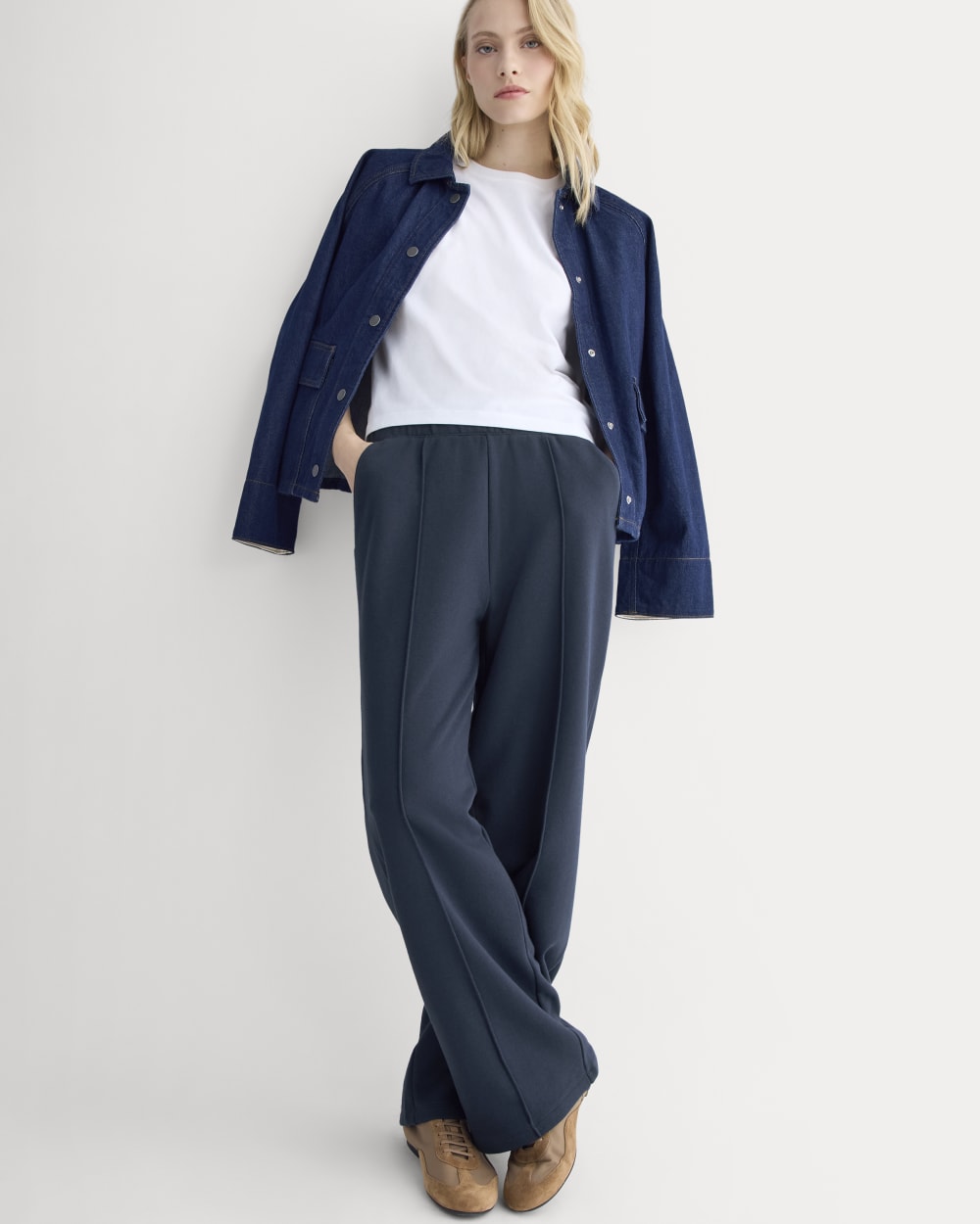 Lightweight Terry Pintuck Sweatpant | Navy