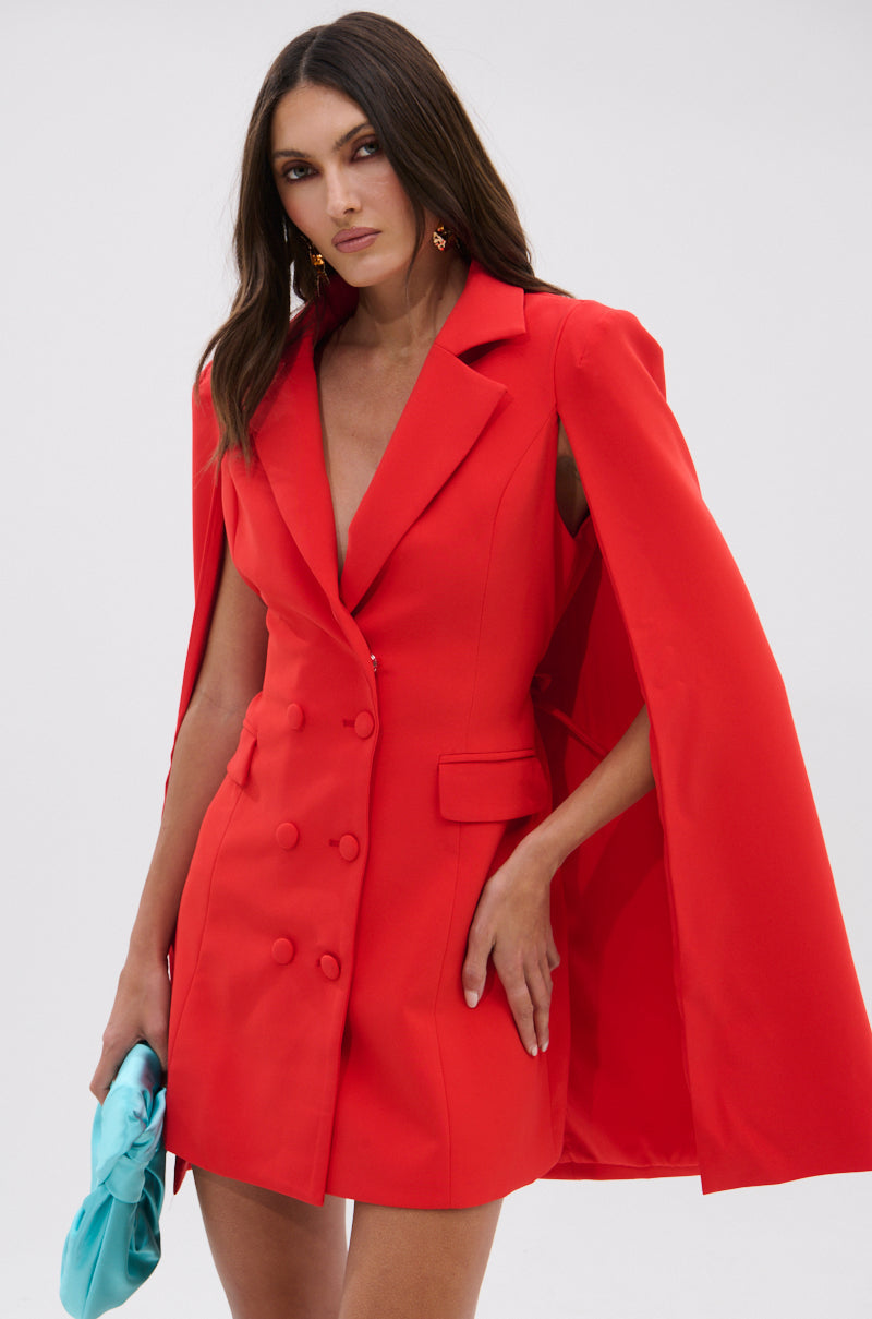 A LA MODE MINI BLAZER DRESS IN RED