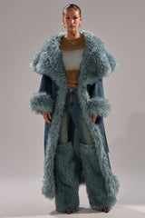 MOXIE FUR TRIM DENIM TRENCH