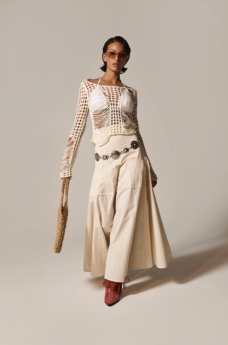 CLAIRE EXPOSED SEAMS MIDI SKIRT