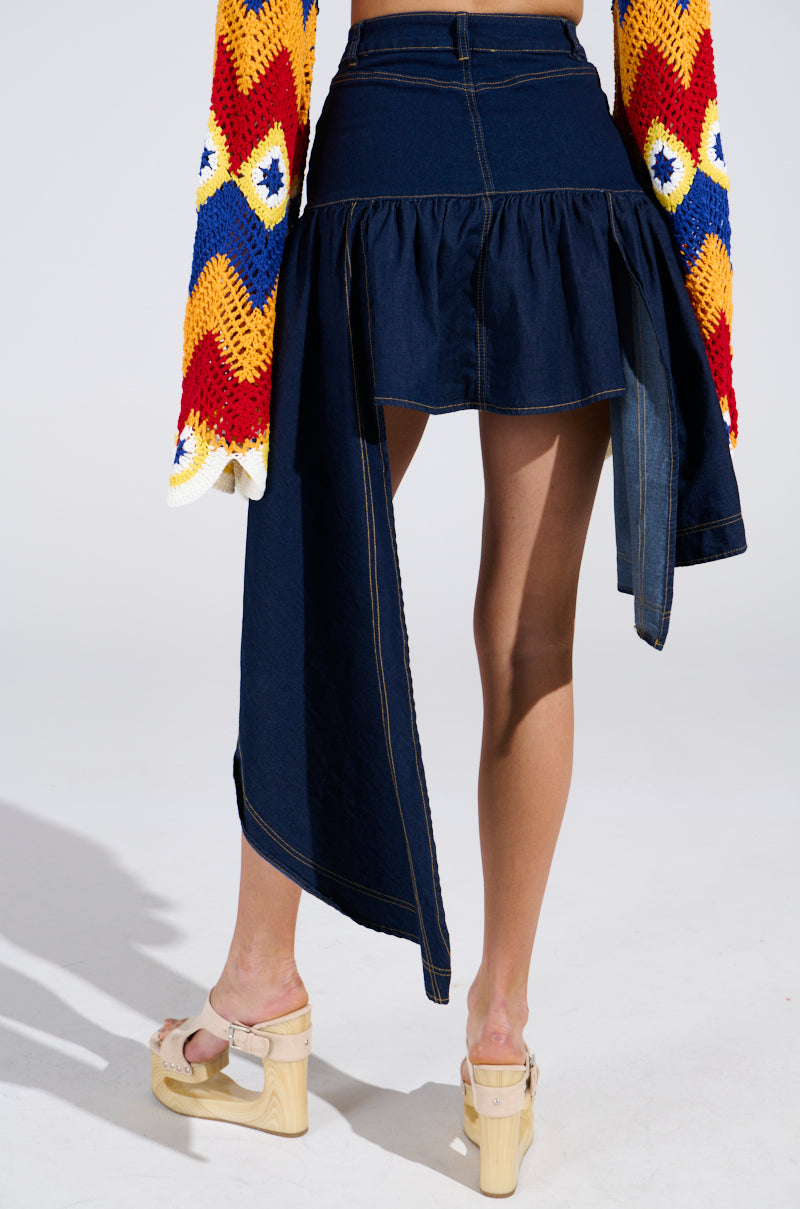 COME DANCE HIGH LOW DENIM SKIRT