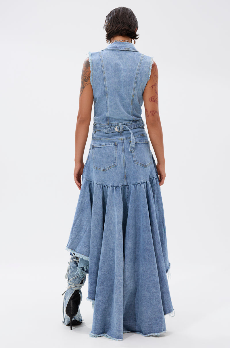 READ IT AND WEEP DENIM MINI DRESS