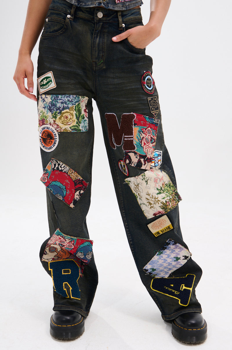 ARTS AND CRAFTS PATCH WORK DENIM PANTS