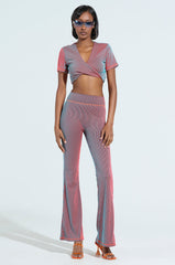 DOUBLE TAKE RIBBED TWISTED CROP TOP