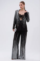 MILA EMBELLISHED FLARE PANT IN BLACK