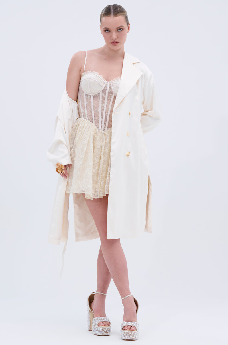 BRUNCHIN LACE MINI DRESS