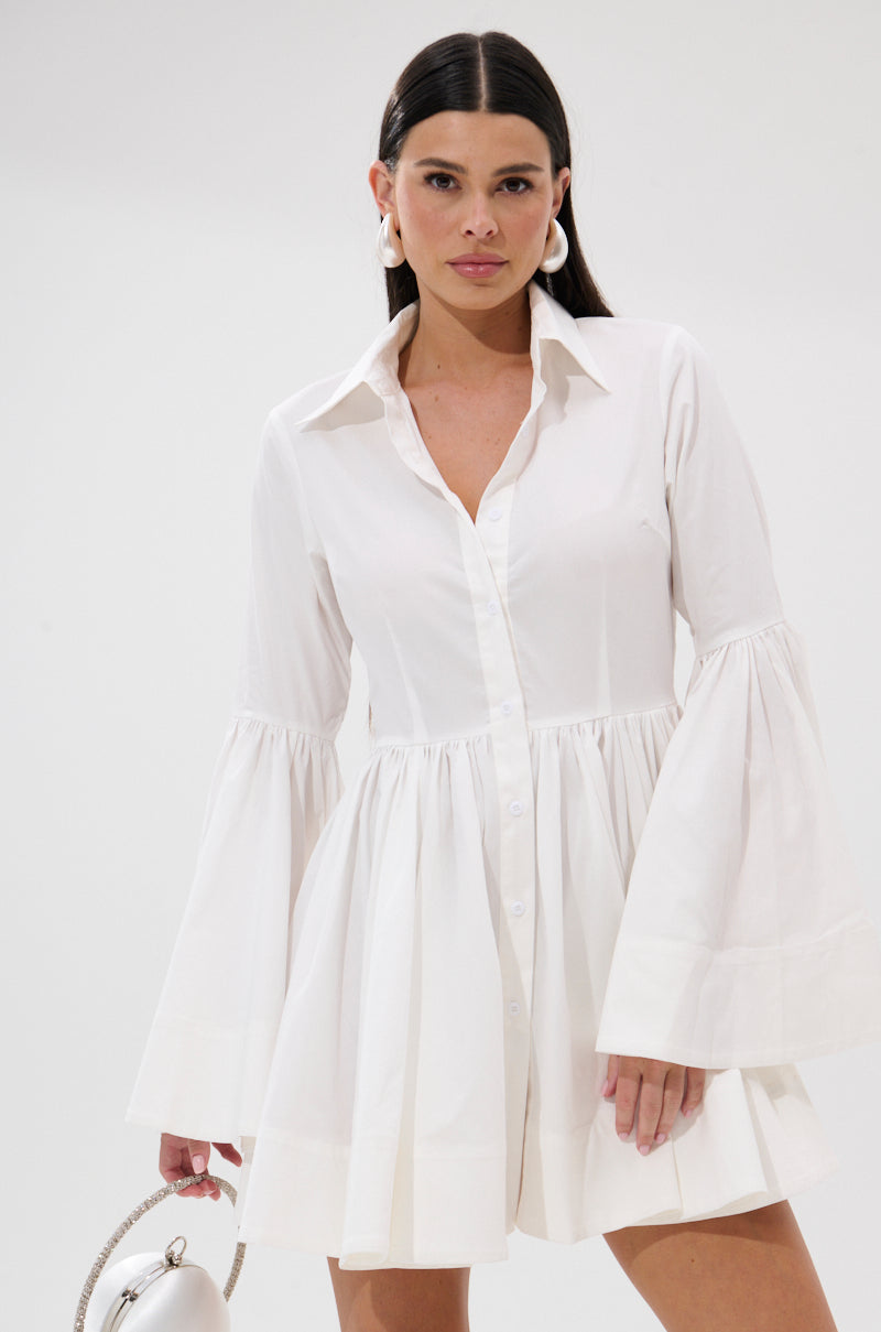 AROUND THE WORLD POPLIN MINI DRESS