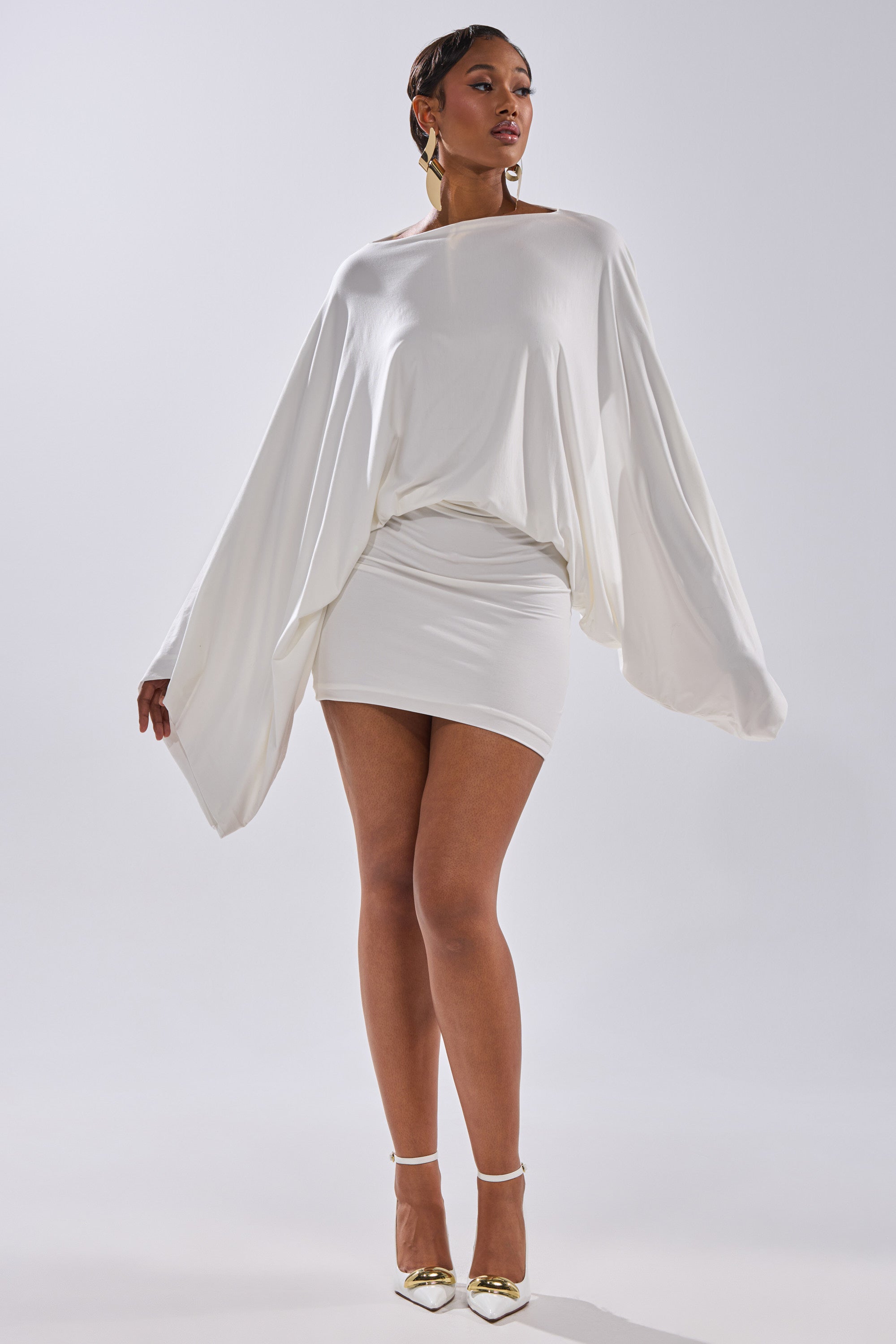 DIANA DRAPED MINI DRESS IN WHITE