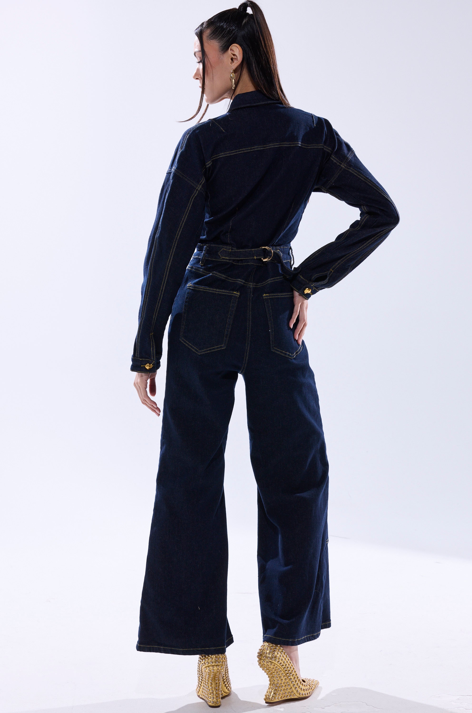 ANGELA CARGO DENIM JUMPSUIT