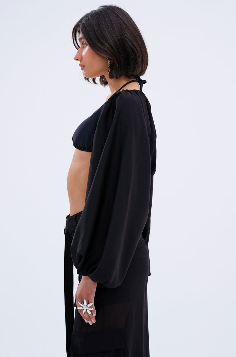 COVER UP CHIFFON SHRUG IN BLACK