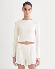 Lounge Rib Cropped Shirt | Bone