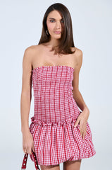 CENTRAL PARK GINGHAM MINI DRESS