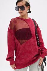 OPEN FOR BUSINESS SWEATSHIRT IN BURGUNDY