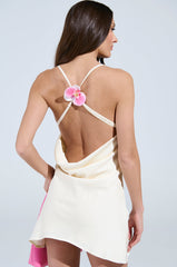FLOWER POWER SATIN MINI DRESS