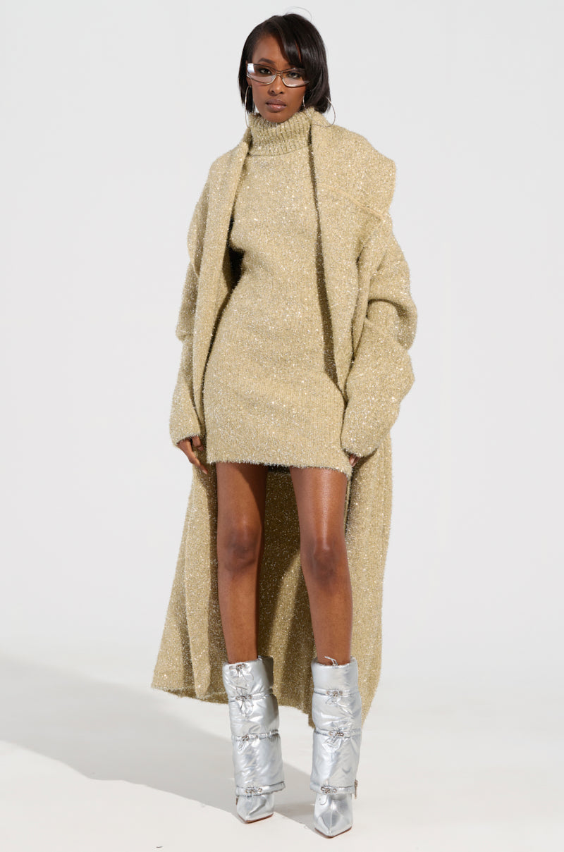 FELT A SPARK KNIT GLITTER MINI DRESS
