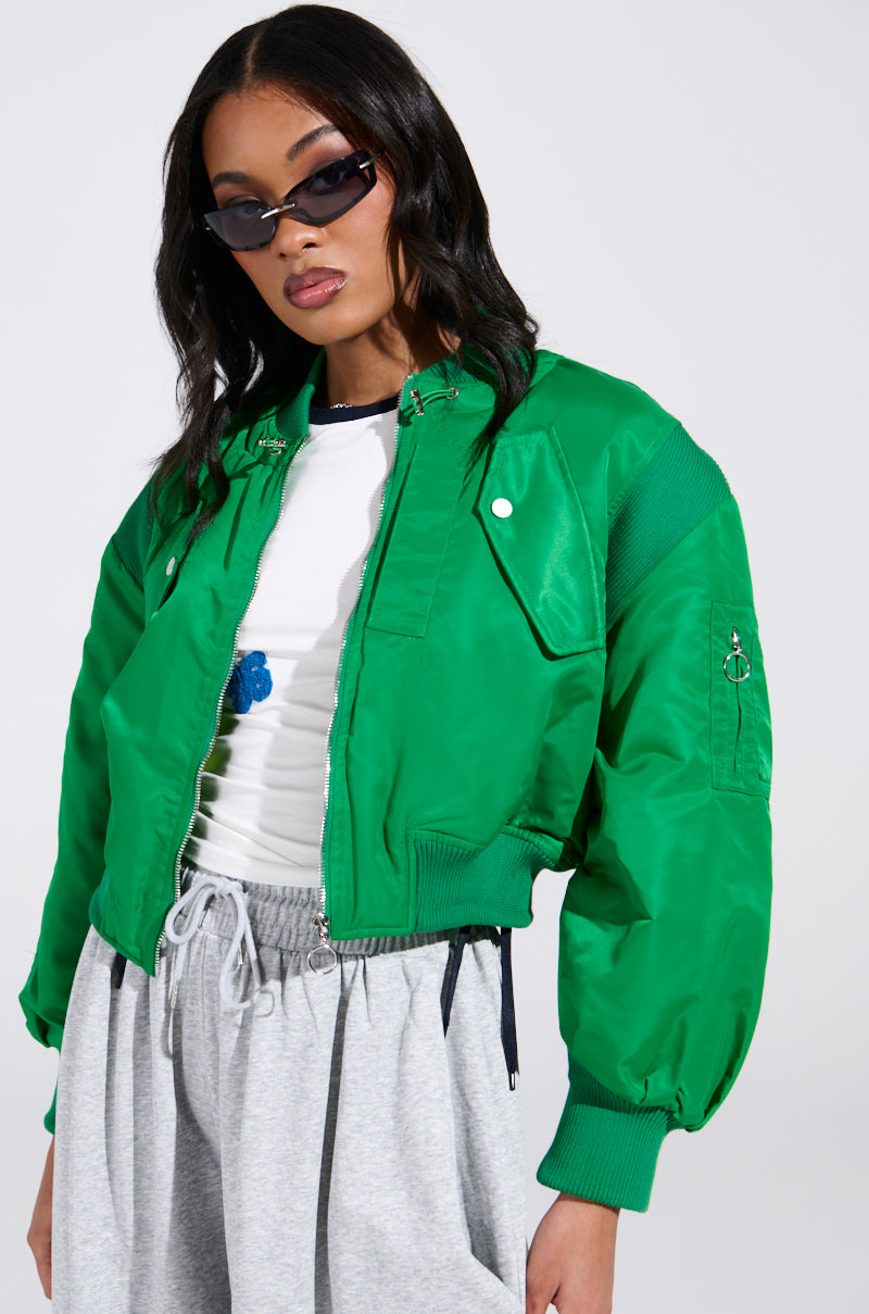 LUCKY ME ASYMMETRICAL BOMBER IN GREEN