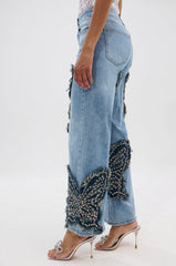 REBIRTH BUTTERFLY PATCH JEANS