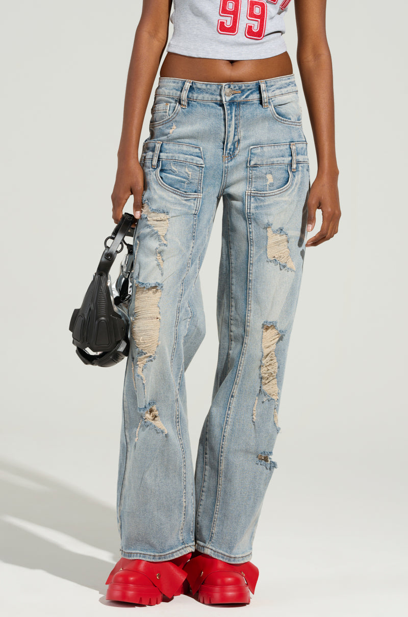 MADDIE MID RISE WIDE LEG JEANS