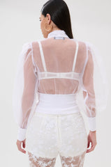 DANCE AND SHAKE BLOUSE WITH BOW IN WHITE