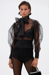 DANCE AND SHAKE BLOUSE WITH BOW IN BLACK
