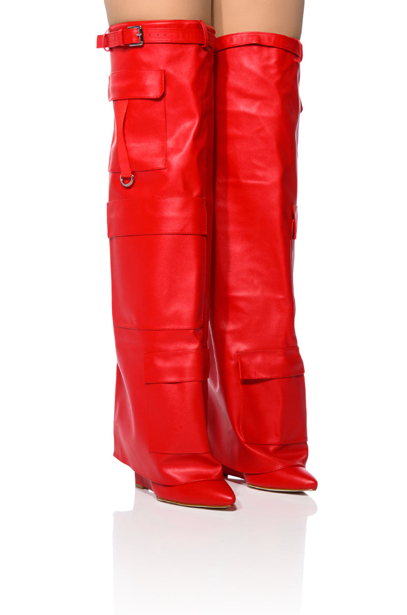 AZLAEA WANG ALEXIA RED WEDGE BOOT
