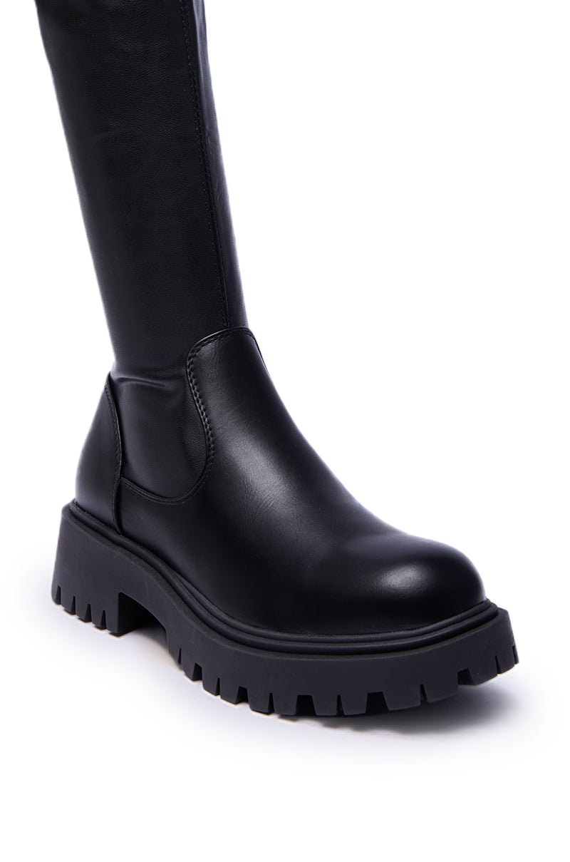 AZALEA WANG ALINAFE BLACK OVER THE KNEE STRETCH PU BOOT