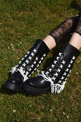 AZALEA WANG ANSELM BLACK LACE TIE BOOTIE