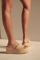 AZALEA WANG ARROW RAFFIA WEDGE SANDAL