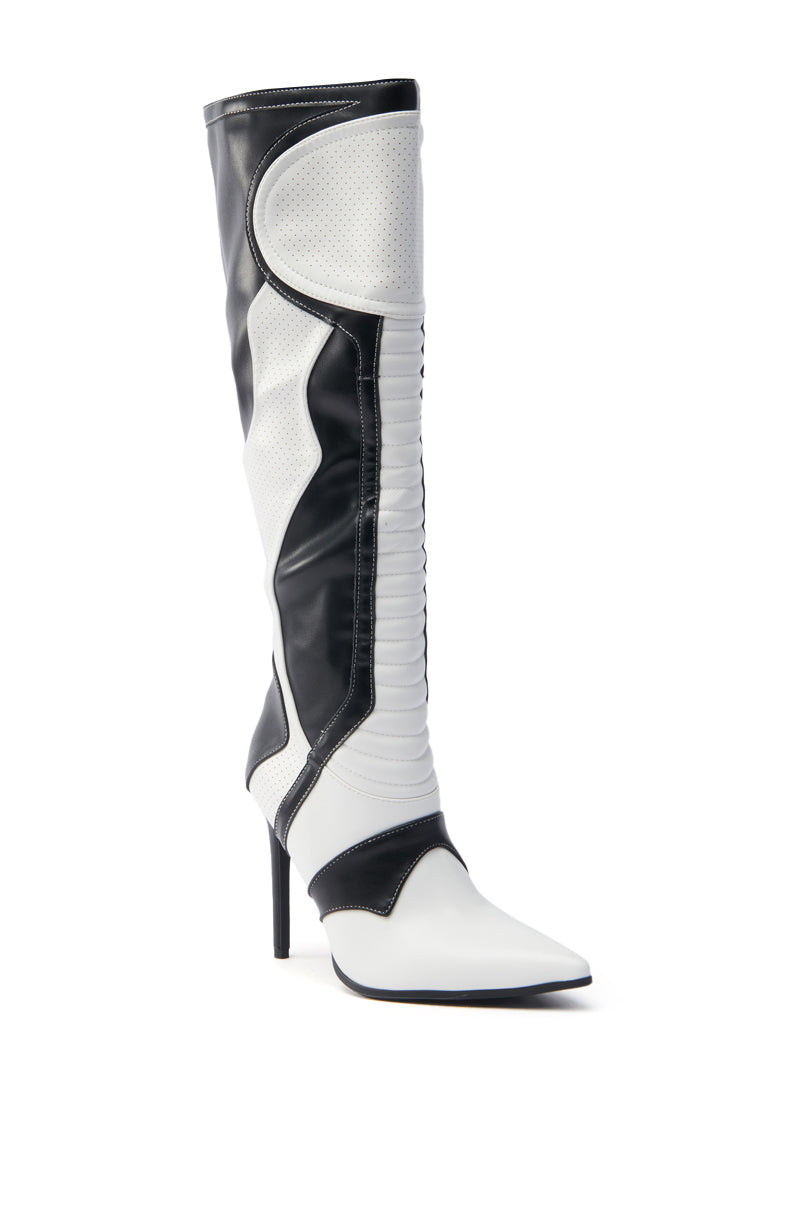 AZALEA WANG RODRIGO BLACK AND WHITE BOOT STILETTO