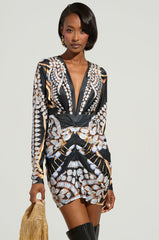 PRINTED ALL OVER MINI DRESS