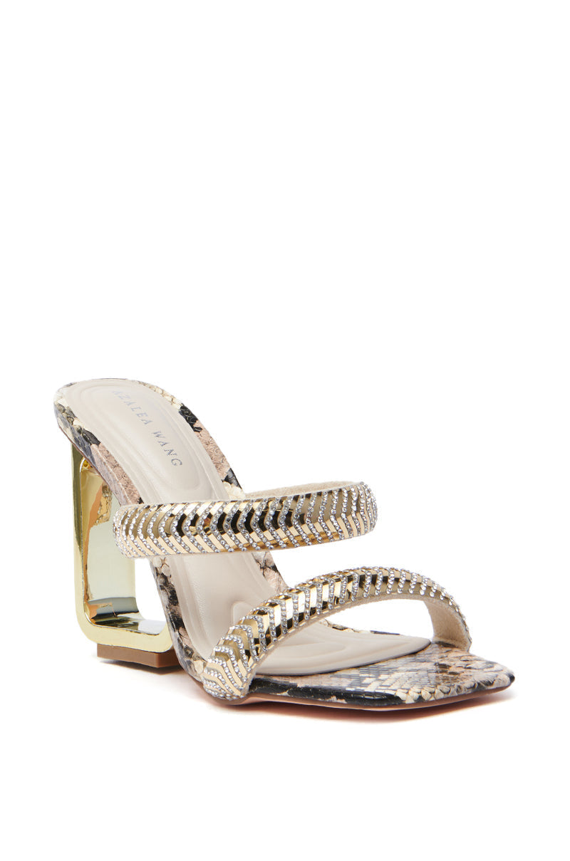 AZALEA WANG BESSIE BROWN MULTI SNAKE WEDGE SANDAL