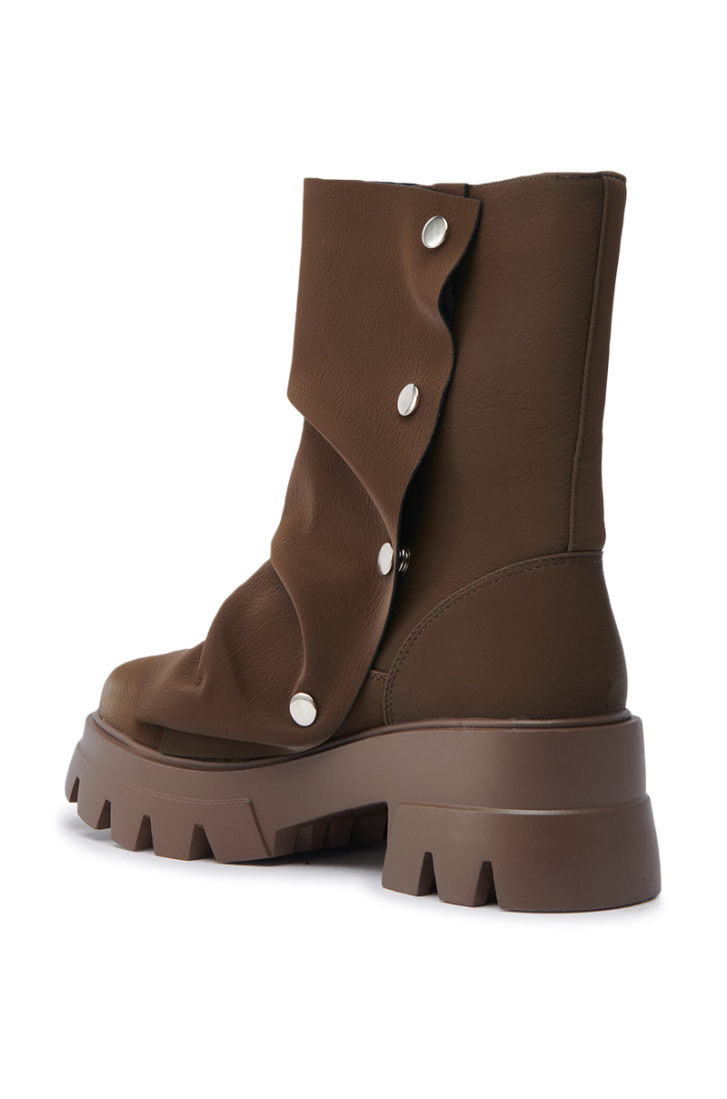 AZALEA WANG BHARTI BROWN FLAT BOOTIE