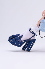 AZALEA WANG BOTTLER DENIM WITH RHINESTONE SANDAL