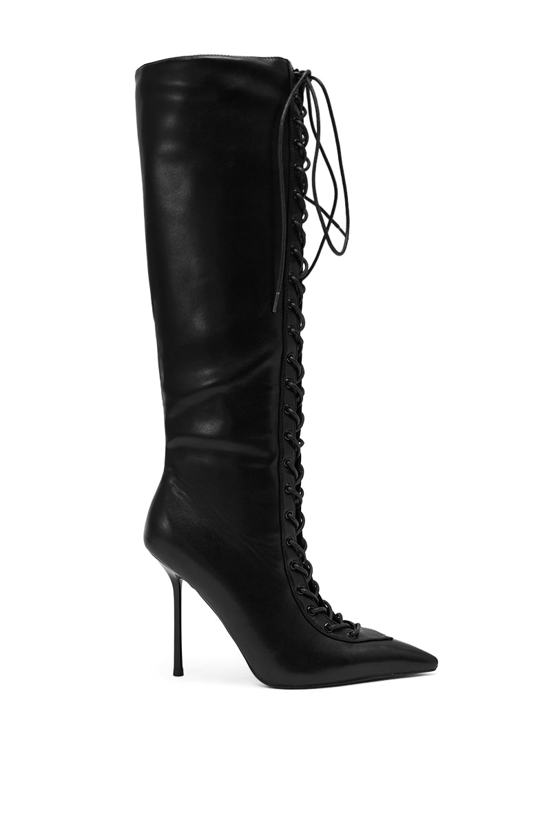 AZALEA WANG BUCHANAN LACE UP BOOT IN BLACK