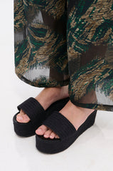 BUDZA BLACK FLATFORM SANDAL