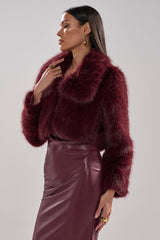 CADENCE FAUX FUR IN BURGUNDY