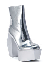 AZALEA WANG CELLINA CHROME SILVER BOOTIE