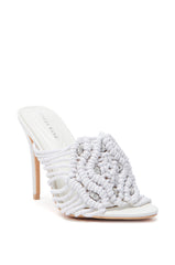 AZALEA WANG CERES WHITE ROPE WITH RHINESTONE BEADS SANDAL