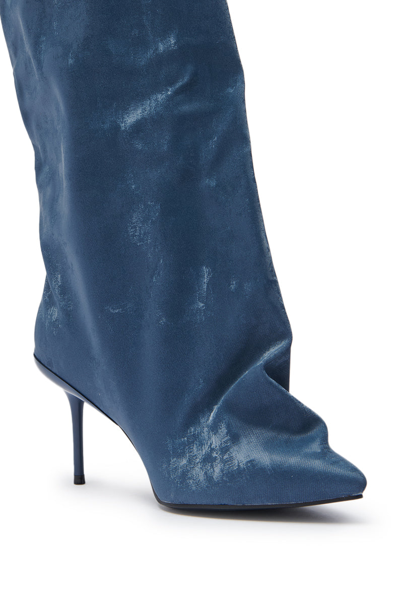 AZALEA WANG COUTURE CRAZY BLUE LUXE SHINE LOOK BOOT